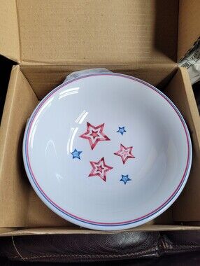 Longaberger Set Of 4 White Patriotic Star Malamine Serving Bowl (116)